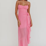 Nerida Waist Tie Asymmetric Dress Pink