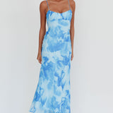Nerida Low Back Twist Maxi Dress Blue