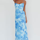 Nerida Low Back Twist Maxi Dress Blue
