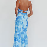 Nerida Low Back Twist Maxi Dress Blue