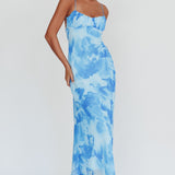 Nerida Low Back Twist Maxi Dress Blue