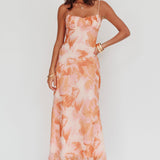 Nerida Low Back Twist Maxi Dress Orange