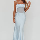 Nerida Sheer Waist Back Twist Maxi Dress Blue