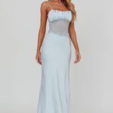 Nerida Sheer Waist Back Twist Maxi Dress Blue