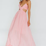 Tenyl Open Back Strappy Midi Dress Blush