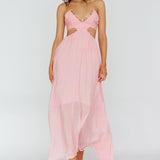Tenyl Open Back Strappy Midi Dress Blush