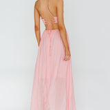 Tenyl Open Back Strappy Midi Dress Blush