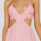 Tenyl Open Back Strappy Midi Dress Blush