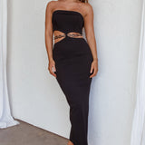 Cindi Cut-Out Chain Waist Maxi Dress Black