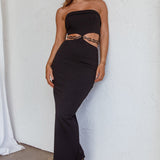 Cindi Cut-Out Chain Waist Maxi Dress Black
