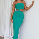 Cindi Cut-Out Chain Waist Maxi Dress Green
