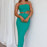 Cindi Cut-Out Chain Waist Maxi Dress Green