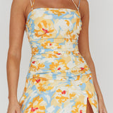 So Cliche Lace-Up Back Mini Dress Floral Orange