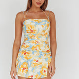 So Cliche Lace-Up Back Mini Dress Floral Orange
