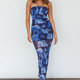 Zosia Ruched Maxi Dress Floral Navy