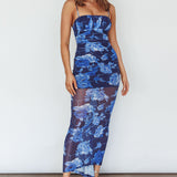 Zosia Ruched Maxi Dress Floral Navy