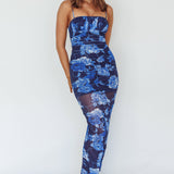 Zosia Ruched Maxi Dress Floral Navy