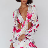 Meet Me In Fiji Tied Top Floral Pink