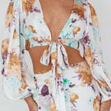 Meet Me In Fiji Tied Top Floral Yellow