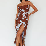 Morea Cowl Neck Maxi Dress Floral Brown