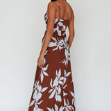 Morea Cowl Neck Maxi Dress Floral Brown