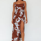 Morea Cowl Neck Maxi Dress Floral Brown