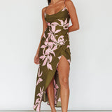 Morea Cowl Neck Maxi Dress Floral Green