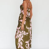 Morea Cowl Neck Maxi Dress Floral Green