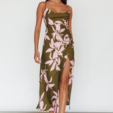 Morea Cowl Neck Maxi Dress Floral Green
