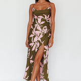 Morea Cowl Neck Maxi Dress Floral Green