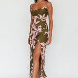 Morea Cowl Neck Maxi Dress Floral Green