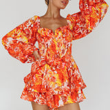 Evanice Shirred Waist Romper Floral Yellow