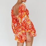 Evanice Shirred Waist Romper Floral Yellow