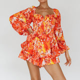 Evanice Shirred Waist Romper Floral Yellow