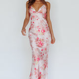 Alora Tie-Up Back Maxi Dress Floral Pink