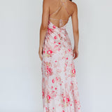 Alora Tie-Up Back Maxi Dress Floral Pink