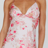 Alora Tie-Up Back Maxi Dress Floral Pink