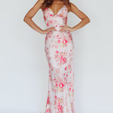 Alora Tie-Up Back Maxi Dress Floral Pink