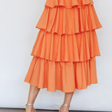 Suenito Tiered Frill Maxi Skirt Orange
