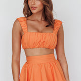 Suenito Gathered Crop Top Orange