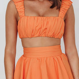 Suenito Gathered Crop Top Orange