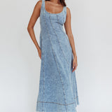 Ellora Side Pocket Midi Dress Denim Blue