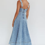 Ellora Side Pocket Midi Dress Denim Blue