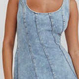 Ellora Side Pocket Midi Dress Denim Blue