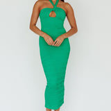 Mari Halterneck Midi Dress Green