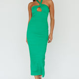 Mari Halterneck Midi Dress Green