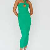 Mari Halterneck Midi Dress Green
