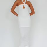 Mari Halterneck Midi Dress White