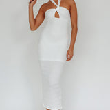 Mari Halterneck Midi Dress White