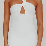 Mari Halterneck Midi Dress White